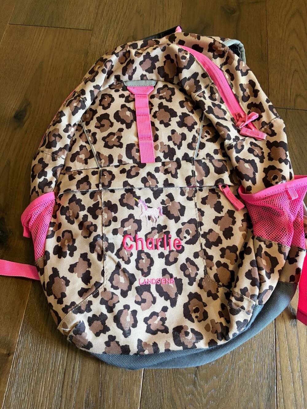 Lands End Backpack Leopard Print Unicorn Personalized Charlie